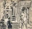 Linkes Schaufenster von P. Mars & Co, Kreidezeichnung, 1893–1894