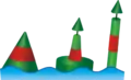 Steuerbord-Seite des durchgehenden Fahrwassers, Backbord-Seite des abzweigenden Fahrwassers