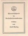 Einkleber in IB 224/A: Winterhilfsspende der Reichsschrifttumskammer