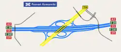 Übersichtskarte Autobahnknoten Poznań-Komorniki
