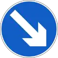 RUS-002vorgeschriebene Fahrtrichtung – rechts vorbei!