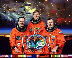 (v.l.) Michail Tjurin, Frank Culbertson und Wladimir Deschurow