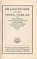 Billige Bücher aus dem Insel-Verlag mit einer Auflistung aller lieferbaren IB-Titel von 1914