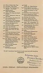 Erstes Nachkriegsverzeichnis der Insel-Bücherei der Zweigstelle Wiesbaden von 1950 (IB 1-548)