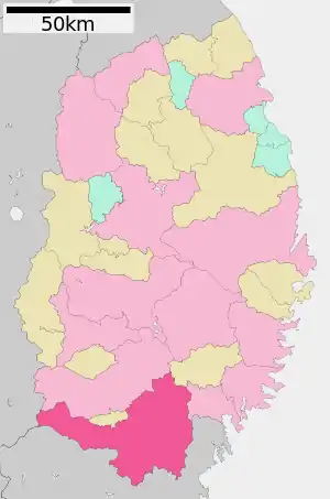 Lage Ichinosekis in der Präfektur