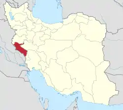 Lage der Provinz Ilam im Iran
