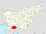 Karte von Slowenien, Position von Občina Ilirska Bistrica hervorgehoben