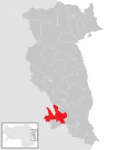 Lage der Gemeinde Ilz (Steiermark) im Bezirk Hartberg-Fürstenfeld (anklickbare Karte)
