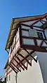 Auskragung des Fachwerkobergeschosses
