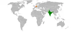 Lage von Indien und Deutschland