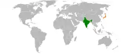Lage von Indien und Japan