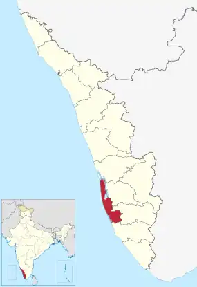 Positionskarte des Distrikts Alappuzha