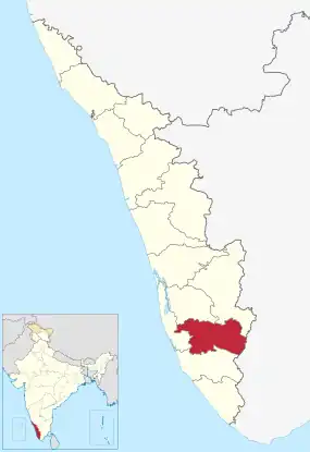 Positionskarte des Distrikts Pathanamthitta