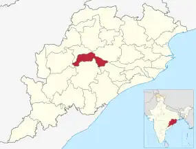 Positionskarte des Distrikts Boudh