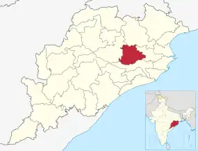 Positionskarte des Distrikts Dhenkanal