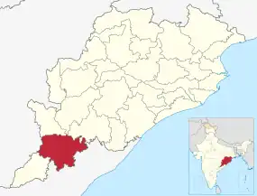 Positionskarte des Distrikts Koraput
