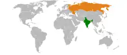 Lage von Indien und Russland