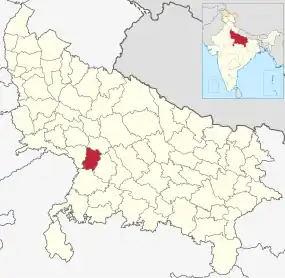 Positionskarte des Distrikts Auraiya