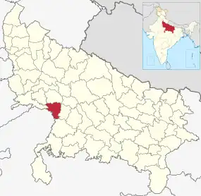 Positionskarte des Distrikts Etawah