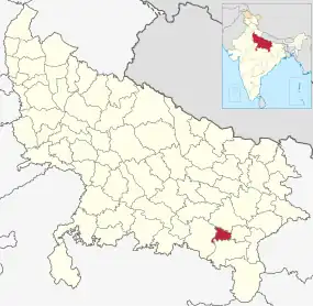 Positionskarte des Distrikts Bhadohi
