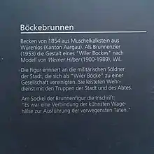 Infotafel. Böckebrunnenskulptur, 1951, von Werner Hilber (1900–1989) Bildhauer