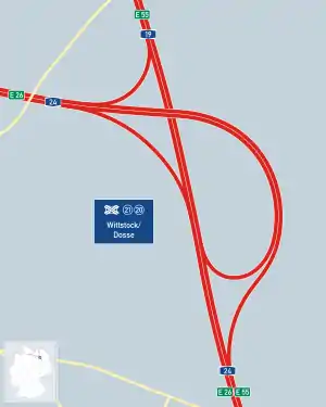 Übersichtskarte Autobahndreieck Wittstock/Dosse