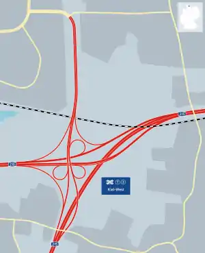 Übersichtskarte Autobahnkreuz Kiel-West
