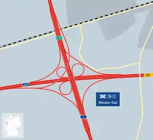 Übersichtskarte Autobahnkreuz Münster-Süd