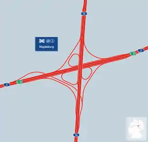 Übersichtskarte Autobahnkreuz Magdeburg