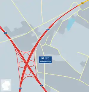 Übersichtskarte Autobahnkreuz Oldenburg-Nord