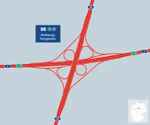 Übersichtskarte Autobahnkreuz Wolfsburg/Königslutter
