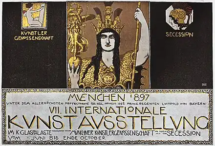 Plakat für die VII. Internationale Kunstausstellung München, von Franz von Stuck 1897