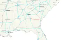 Streckenverlauf der Interstate 16 (GA)