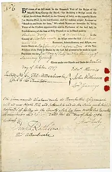 Gründeraktie der „Company for Building a Bridge across the River Severn“ (Ironbridge) über 50 Pfund, ausgestellt am 20. Oktober 1777.