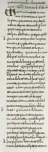 Westgotische Schrift in einem 915 geschriebenen Codex (Isidor von Sevilla, Sententiae). Madrid, Biblioteca Nacional, 10067, fol. 83r
