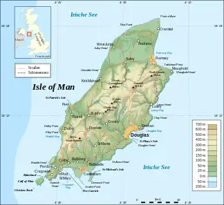 Lage von Douglas auf der Isle of Man