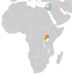 Lage von Israel und Uganda