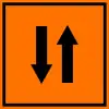909  Fahrstreifentafel mit Gegenverkehr – einstreifig in Fahrtrichtung und einstreifig in Gegenrichtung