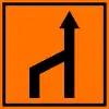 913  Einengungstafel – Einzug links, noch 1 Fahrstreifen