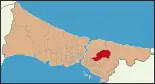 Karte der Türkei, Position von Çekmeköy hervorgehoben