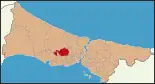 Karte der Türkei, Position von Başakşehir hervorgehoben