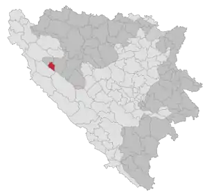 Lage der Gemeinde Istočni Drvar in Bosnien und Herzegowina (anklickbare Karte)
