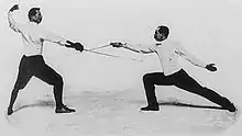 Jean-Baptiste Mimiague (rechts) im Gefecht mit Italo Santelli (1900)