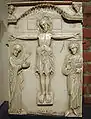 Byzantinisch um 1100: Christus, die Jungfrau Maria und der Apostel Johannes unter einem Baldachin
