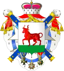 Herb ks.J.Poniatowskiego, (z insygniami Marszałka Francji)
