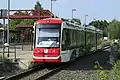 Zwei­kraft­wa­gen 690 439 der Chem­nitz­bahn im Bahn­hof Burg­städt