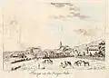 Tübingen von der Morgenseite (aquarellierte Radierung, 1796)