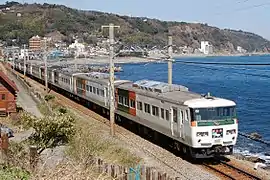 Odoriko-Schnellzug (Baureihe 185) bei Katase-Shirata