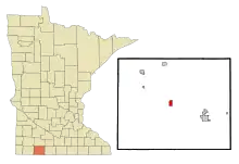 Lage von Lakefield in Minnesota und im Jackson County