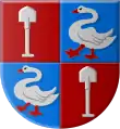 Variante II: Wappen als Herr von Vredenhof ab 1581 (Schwäne des Vredenhof, Wappen geviert)